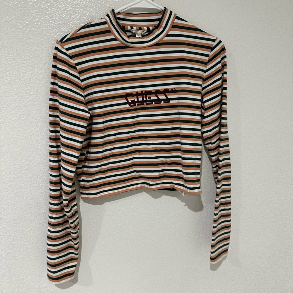 Guess Originals 1991 Striped Long Sleeve Cropped Top - size L - vintage